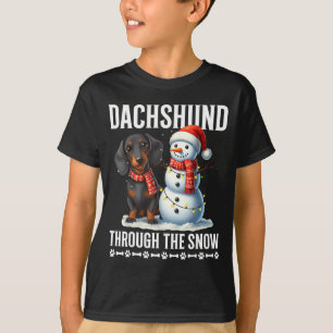 T-shirt Noël affreux teckel à travers la neige Cadeau Noël