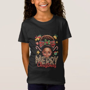 T-Shirt Noël Afro-Américain Bun Messy Maman Noire