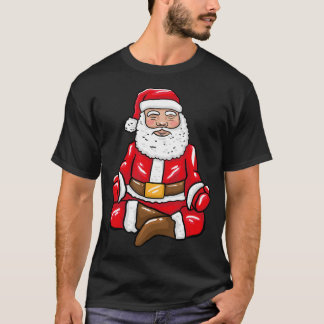 T-shirt Noël amusant Père Noël Méditant Yoga Lover