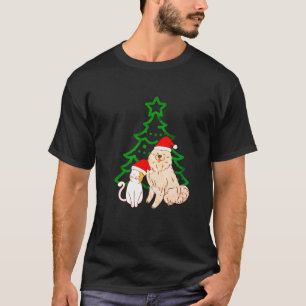 T-shirt Noël Arbre mignonne Chat & Chien Smile Classique