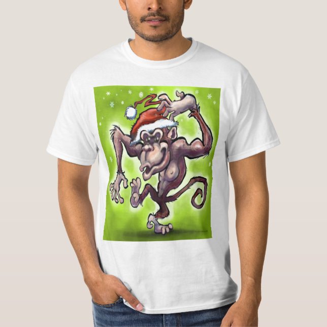 T-shirt Noël au chimpanzé (Devant)