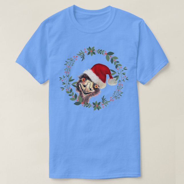 T-shirt Noël australien de Santas Emu (Design devant)
