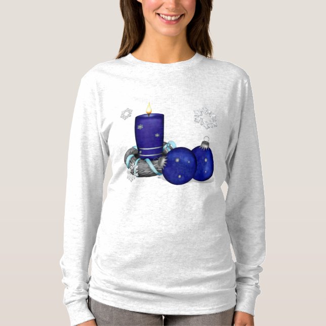 T-shirt Noël aux bougies bleues (Devant)