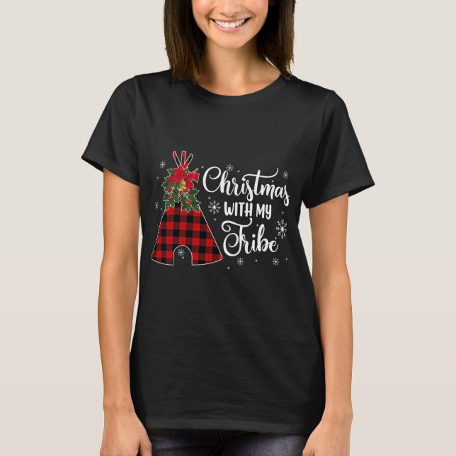 T-shirt Noël Avec Mon Buffle de tribu Plaid Noël Xm (Devant)