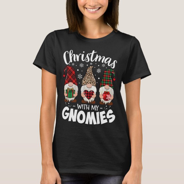 T-shirt Noël Avec Mon Gnomie Leopard Enseignant Gnome Buf (Devant)