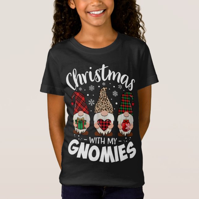 T-Shirt Noël Avec Mon Gnomie Leopard Enseignant Gnome Buf (Devant)