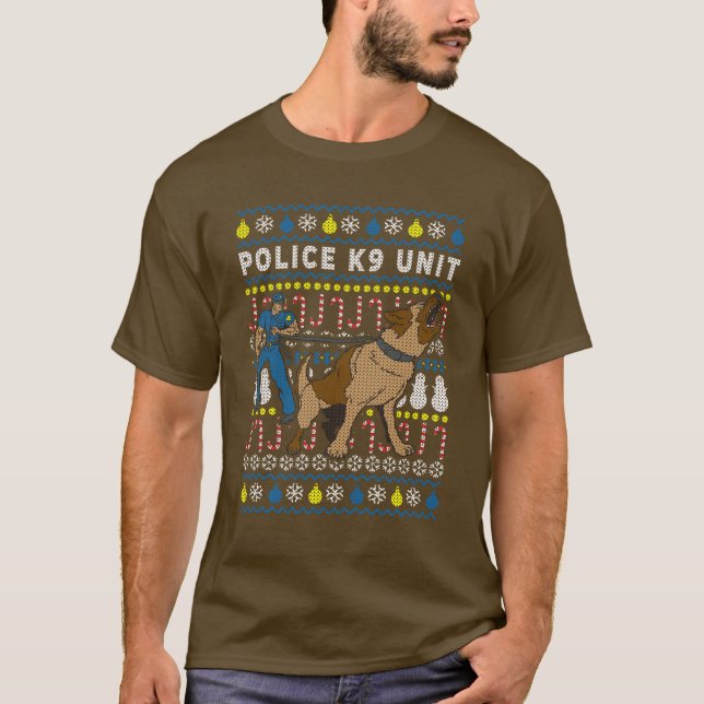 T-shirt Noël Avec Unité K9 Police (Devant)
