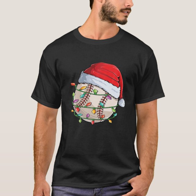 T-shirt Noël Baseball Santa Hat Funny Xmas Pajama Boy (Devant)