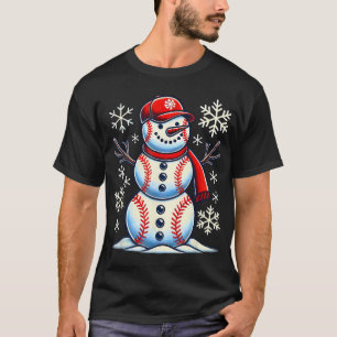T-shirt Noël Baseball Snowman Boys Baseball Noël
