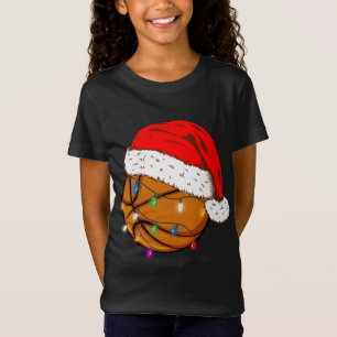 T-Shirt Noël Basketball Santa Hat Funny Sport Noël