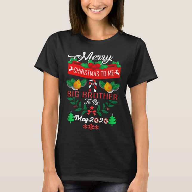 T-shirt Noël Big Brother Grossesse Faire-part bébé (Devant)