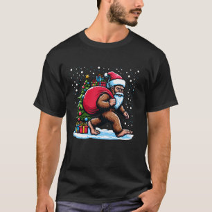 T-shirt Noël Bigfoot Santa Claus transportant des cadeaux