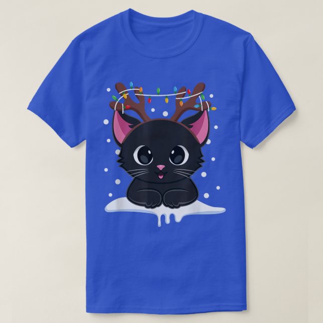T-shirt Noël Black Cat Reindee Antlers Catmas Femmes  (Design devant)