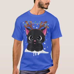 T-shirt Noël Black Cat Reindee Antlers Catmas Femmes 