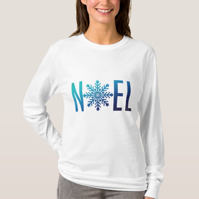 T-shirt Noël bleu de Noel de flocon de neige (Devant)