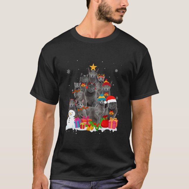 T-shirt Noël bleu russe amusant (Devant)