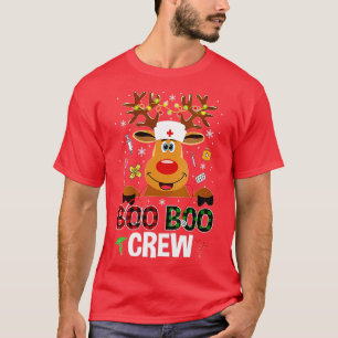 T-shirt Noël Boo Boo Crew Reindeer Nurse Buffalo Plai