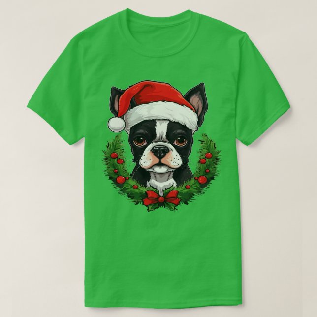 T-shirt Noël Boston Terrier (Design devant)