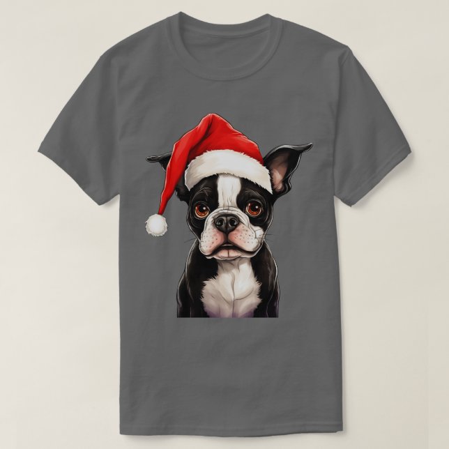 T-shirt Noël Boston Terrier (Design devant)