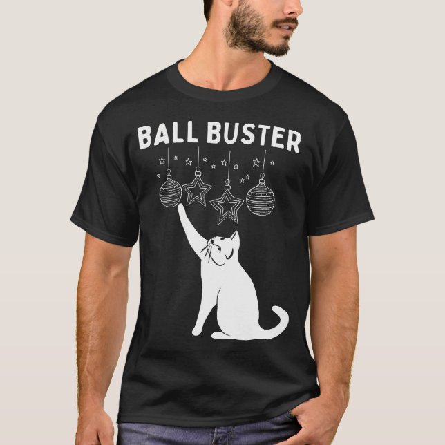 T-shirt Noël Boule de chat Buster Noël Ornements Drôle (Devant)