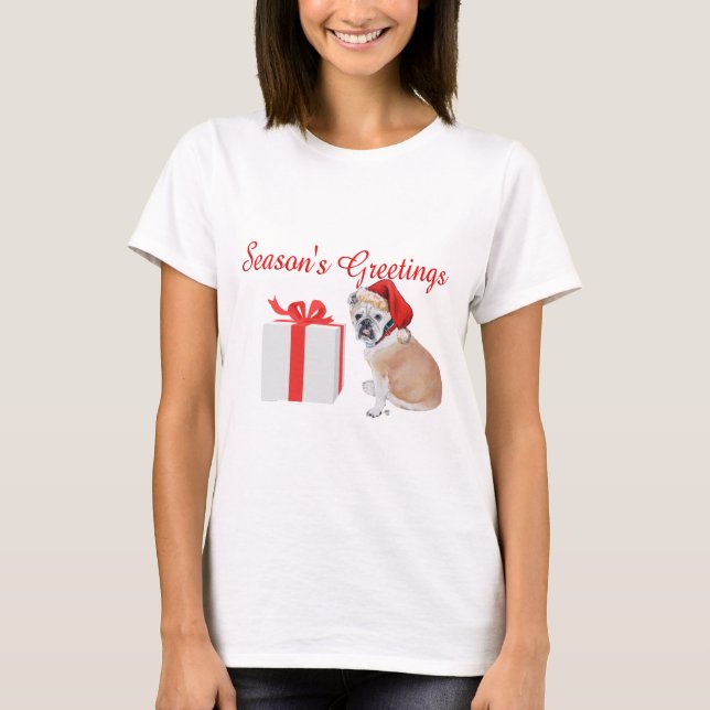 T-shirt Noël Bouledogue Anglais (Devant)