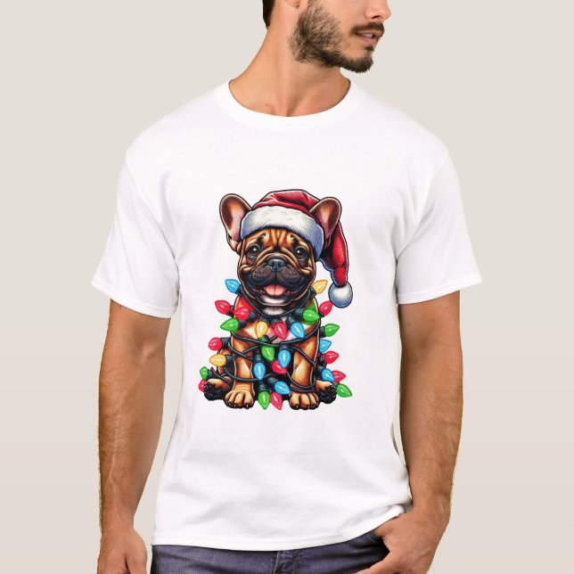 T-shirt Noël Bulldog Drôle (Devant)