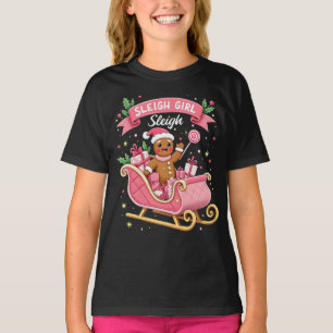 T-shirt Noël Candy Sleigh Girl Gingerbread Fête