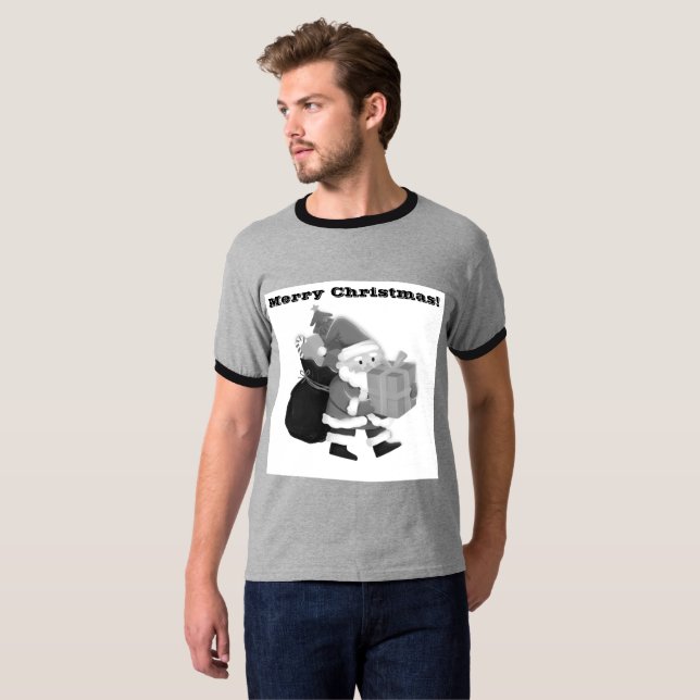 T-shirt Noël Célébration des souhaits Ringer imprimé (Devant entier)