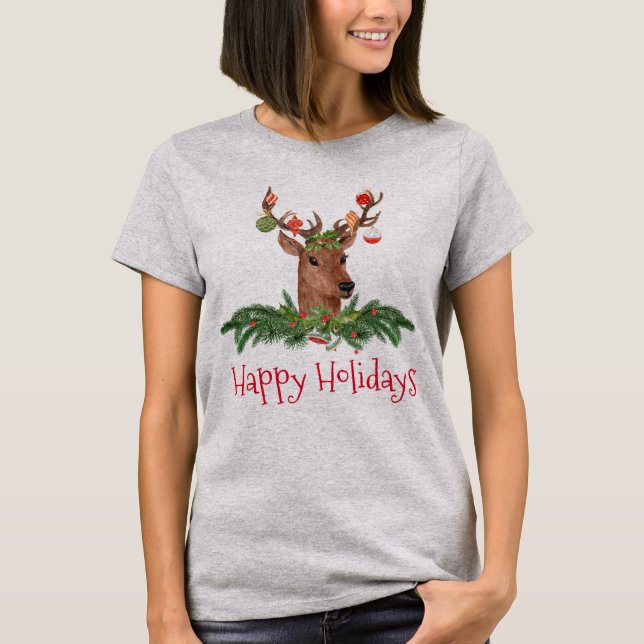 T-shirt Noël Cerf Joyeux Fêtes (Devant)