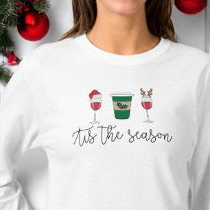 T-shirt Noël C'est la saison Vins Café Père Noël Vacances