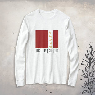 T-shirt Noël Chat Amoureux Moderne Rouge Blanc Or