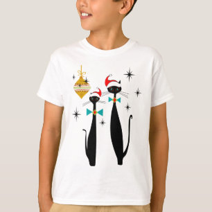 T-shirt Noël Chat Cool Rétro Milieu Siècle Moderne 