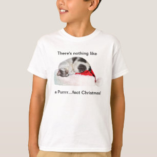 T-shirt Noël, chat de sommeil, casquette de Père Noël