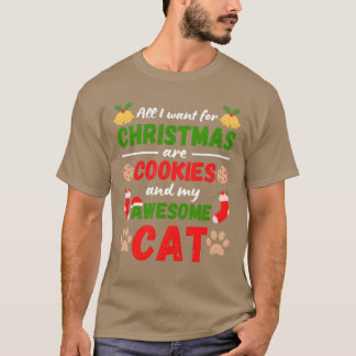 T-shirt Noël Chat et Noël Cookies amis