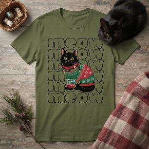 T-shirt Noël Chat Noir Drôle