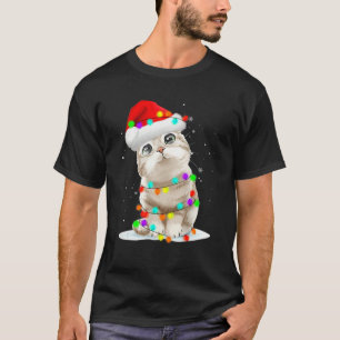 T-shirt Noël Chat Santa Chapeau Pour Hommes Femmes Garçons