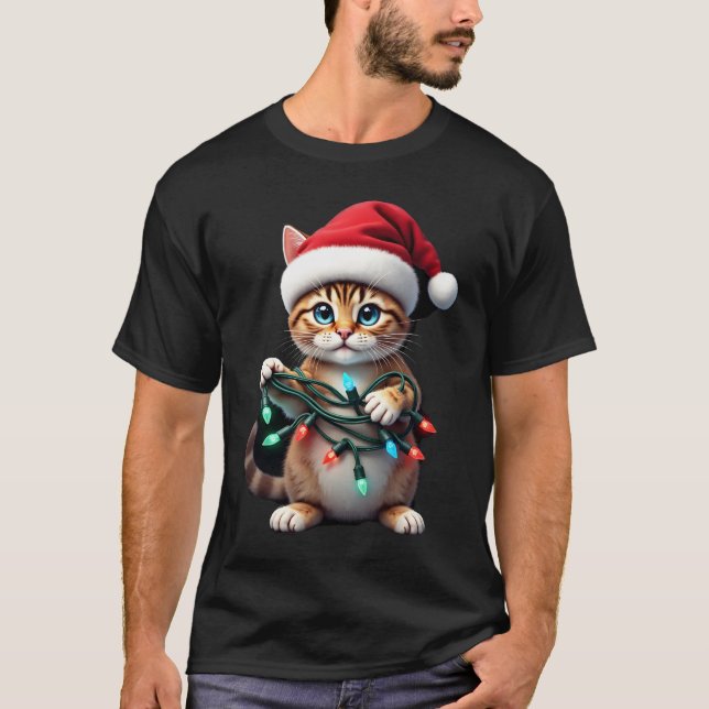 T-shirt Noël Chat Siamois Col V (2) (Devant)