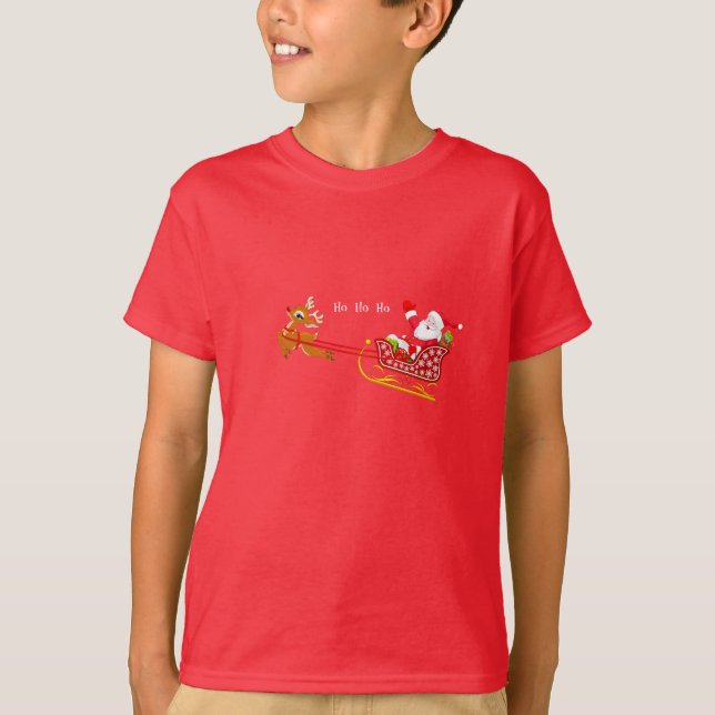 T-shirt Noël Chemise-Père Noël et Rudolph du garçon de (Devant)