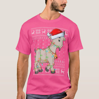 T-shirt Noël Chèvre de Noël Chèvre laide Éclairage Chèvre
