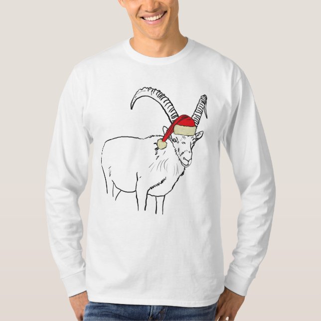 T-shirt Noël Chèvre drôle Festive Père Noël Humour animal (Devant)