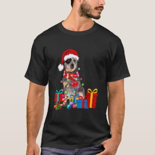 T-shirt Noël Chien de bétail australien Xmas Lumières Père