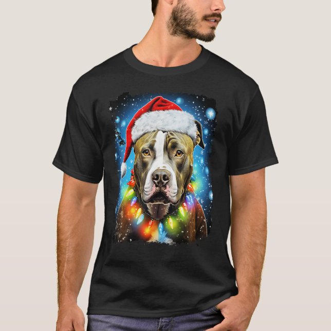 T-shirt Noël chien Pitbull (Devant)