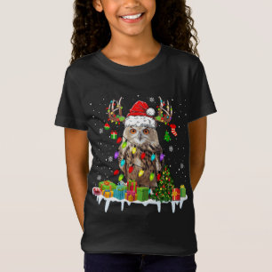 T-Shirt Noël Chouette mignonne Lumières de Noël Reindeer P