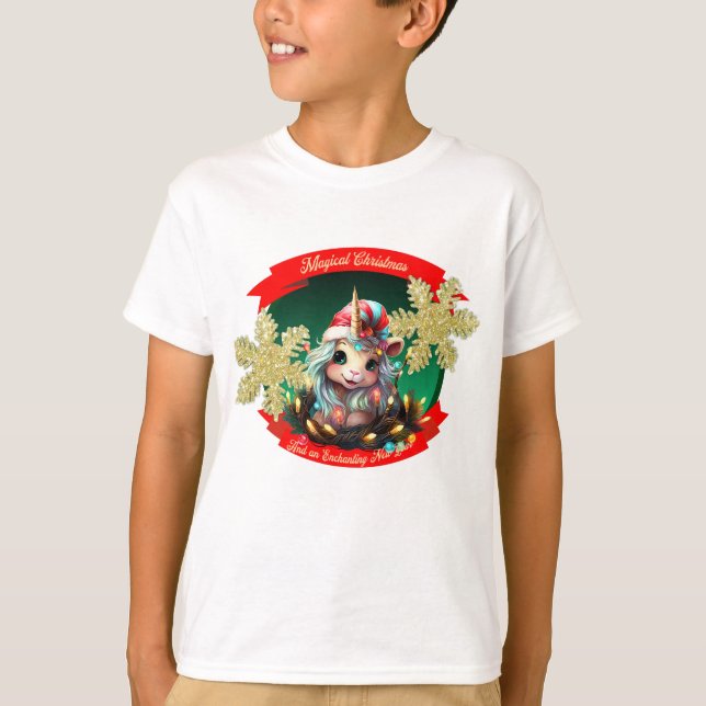 T-shirt Noël clair licorne (Devant)