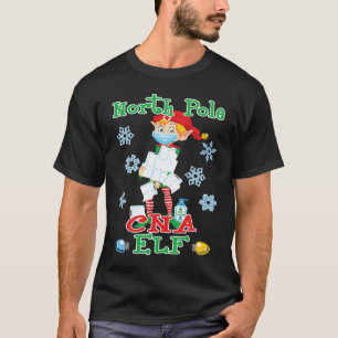 T-shirt Noël CNA Infirmière Elf Personnel de l'hôpital X m