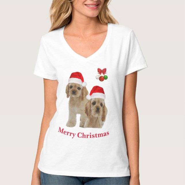 T-shirt Noël cocker spaniel (Devant)