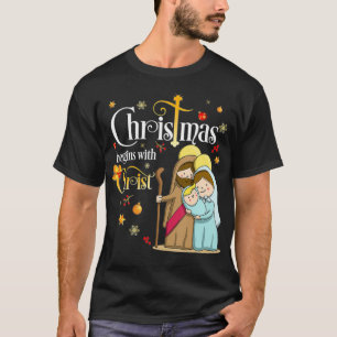 T-shirt Noël Commence Avec Christ Christian Jesus Vacance