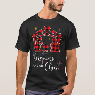 T-shirt Noël commence avec Christ Jésus Croix chrétien