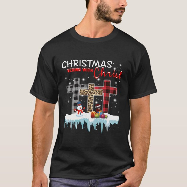 T-shirt Noël Commence Avec Christ Tee Dachshund Christi (Devant)