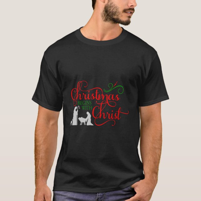 T-shirt Noël Commence Avec Le Christ (Devant)